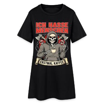 I Hate People First Coffee Skeleton Fun - Women’s T-Shirt Dress - black - Front