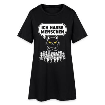 I Hate People Cat Funny Sarcasm - Women’s T-Shirt Dress - black - Front