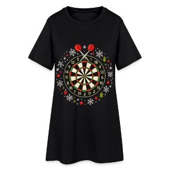 Fléchettes Winter Design Bonhomme de neige et ornement de Noël - Robe T-shirt Femme - noir - Devant