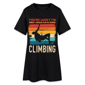 La chance de l’escalade dit grimper ici - Robe T-shirt Femme - noir - Devant