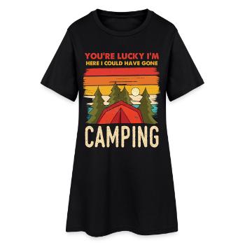 Camping Retro Sunset - Women’s T-Shirt Dress - black - Front