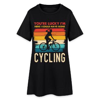 Motif rétro Happy Cyclist - Robe T-shirt Femme - noir - Devant
