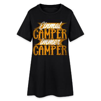 Camping - Frauen T-Shirt-Kleid - Schwarz - Vorne