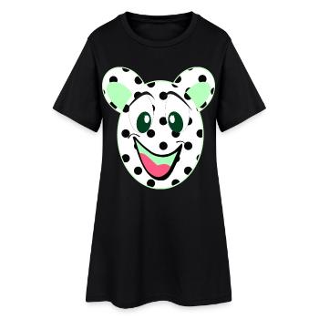 Tête d’ours rieur à pois - Robe T-shirt Femme - noir - Devant