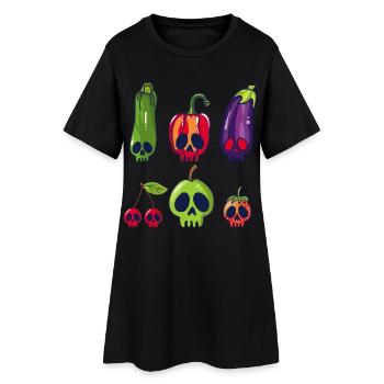 Fruit and vegetable skulls - Women’s T-Shirt Dress - black - Front