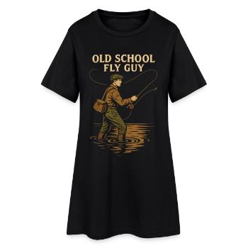 Mouche Old School Guy Pêche Rétro - Robe T-shirt Femme - noir - Devant