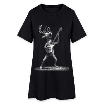 Renne Guitare électrique Rock Musique Cerf Bois - Robe T-shirt Femme - noir - Devant