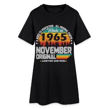 November 1965 Vintage Retro Birthday - Women’s T-Shirt Dress - black - Front