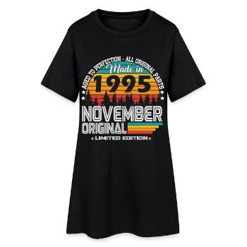 November 1995 Vintage Retro Birthday - Women’s T-Shirt Dress - black - Front