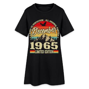 Vintage-Dezember-1965-Jahrgang-Retro-Geburtstag - Frauen T-Shirt-Kleid - Schwarz - Vorne