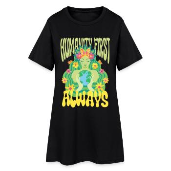 Menschlichkeit : l’égalité : l’humanité d’abord, toujours - Robe T-shirt Femme - noir - Devant