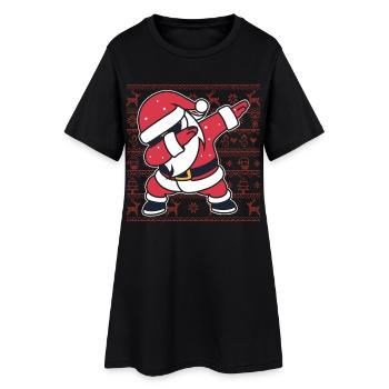 Noël Pull Moche Tamponner Cadeau Noël du Père Noël - Robe T-shirt Femme - noir - Devant