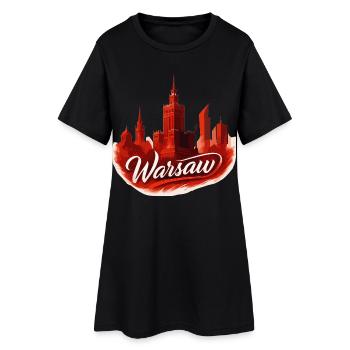 Motif de la ville de Varsovie dans la Pologne rouge Cadeau cool - Robe T-shirt Femme - noir - Devant