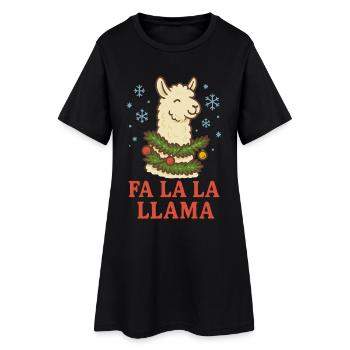 Drôle de design de Noël Fa La La Llama - Robe T-shirt Femme - noir - Devant