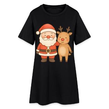 Noël des rennes du Père Noël pour les vacances familiales - Robe T-shirt Femme - noir - Devant