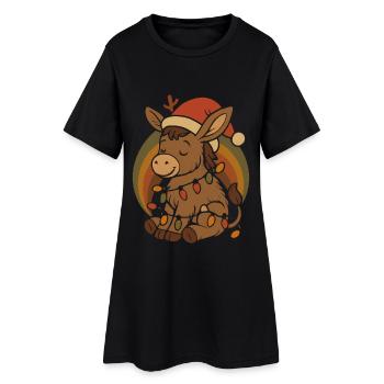 Cadeau de Noël Vintage Retro Elfe Âne - Robe T-shirt Femme - noir - Devant