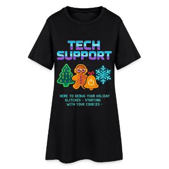 Lustiger Technischer Support Debug Weihnachten - Frauen T-Shirt-Kleid - Schwarz - Vorne