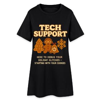 Support technique Cadeau de Noël vintage - Robe T-shirt Femme - noir - Devant
