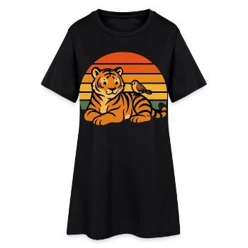 Amitié Oiseau Tigre Animal - Robe T-shirt Femme - noir - Devant