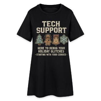 Tech Support Ugly Christmas Sweater Informatiker - Frauen T-Shirt-Kleid - Schwarz - Vorne