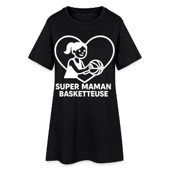 Super maman basketteuse – Cœur basket - Robe T-shirt Femme - noir - Devant