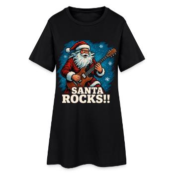 Faire vibrer le Père Noël à la guitare - Robe T-shirt Femme - noir - Devant