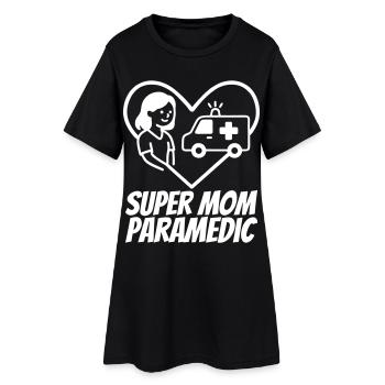 Super Maman Paramedic Ambulance Conception du Cœur - Robe T-shirt Femme - noir - Devant