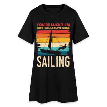 Tu as de la chance que je navigue - Robe T-shirt Femme - noir - Devant
