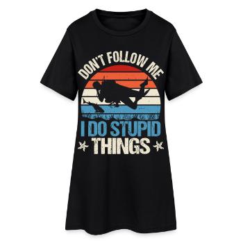 Taucher Tauchen - Frauen T-Shirt-Kleid - Schwarz - Vorne