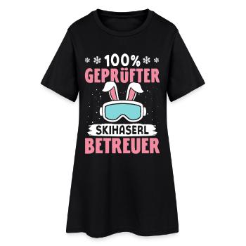Skilehrer 100 % GEPRÜFTER SKIHASERL BETREUER - Frauen T-Shirt-Kleid - Schwarz - Vorne