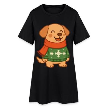 Pulls de Noël de Noël pour chiens drôles Flocons de neige - Robe T-shirt Femme - noir - Devant