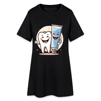 Dent souriante avec du dentifrice - Robe T-shirt Femme - noir - Devant