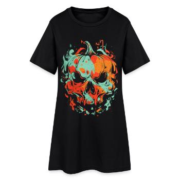 Horror Pumpkin Skull – Grunge Art Design - Women’s T-Shirt Dress - black - Front