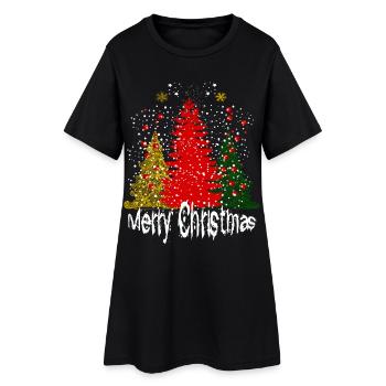 Joyeux sapins de Noël Snow Famille de Noël - Robe T-shirt Femme - noir - Devant