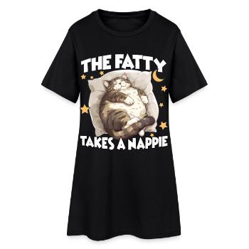 Fat Cat Sleep T Câlin drôle pour chats - Robe T-shirt Femme - noir - Devant