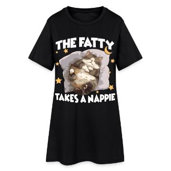 Chemise de nuit pyjama pour chat – Sommeil confortable et amusant - Robe T-shirt Femme - noir - Devant