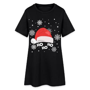Weihnachtsmütze Schnee Ho ho ho Weihnachtsmann - Frauen T-Shirt-Kleid - Schwarz - Vorne