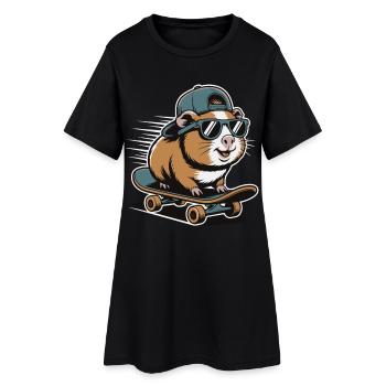Hamster on skateboard - Women’s T-Shirt Dress - black - Front