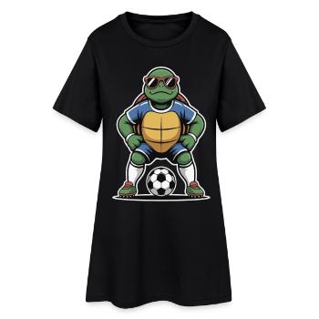 Turtle in soccer outfit - Women’s T-Shirt Dress - black - Front