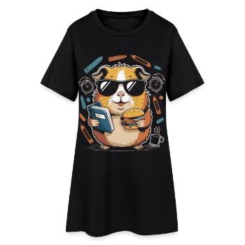 Héros du livre Hamster avec Burger - Robe T-shirt Femme - noir - Devant