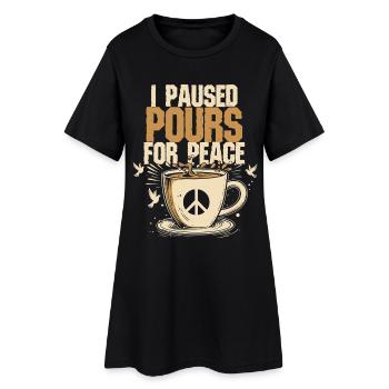 Ex-Kaffeetrinker I Paused Pours For Peace - Frauen T-Shirt-Kleid - Schwarz - Vorne
