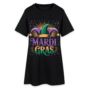 T-shirt Mardi Gras – Motif de la casquette de fou de Carnaval - Robe T-shirt Femme - noir - Devant