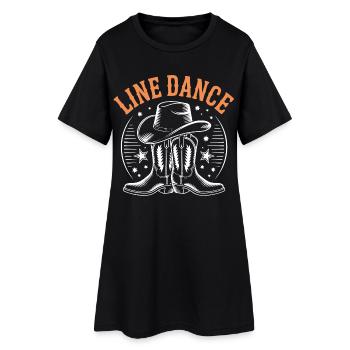 LineDance Stiefel Cowboyhut - Frauen T-Shirt-Kleid - Schwarz - Vorne