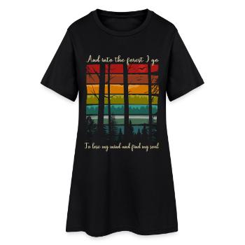 Forêt, nature, randonnée, arbres, camping en plein air, cadeau en plein air - Robe T-shirt Femme - noir - Devant