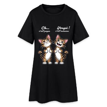 Oh Mince c'est Papa Chat Humour Famille Cadeau - Robe T-shirt Femme - noir - Devant