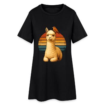 Alpaga Bird Retro Animal Lovers - Robe T-shirt Femme - noir - Devant
