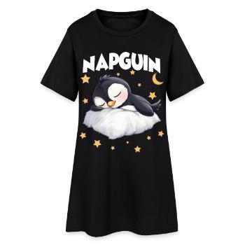 Chemises de nuit Penguin Napguin Drôle de nuit - Robe T-shirt Femme - noir - Devant