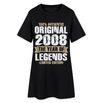 Original 2008 Jahrgang Vintage Geburtstag Retro - Frauen T-Shirt-Kleid - Schwarz - Vorne