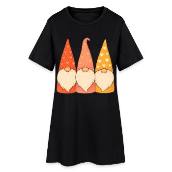Gnomes Cœurs Étoiles Vacances de Noël Fun - Robe T-shirt Femme - noir - Devant