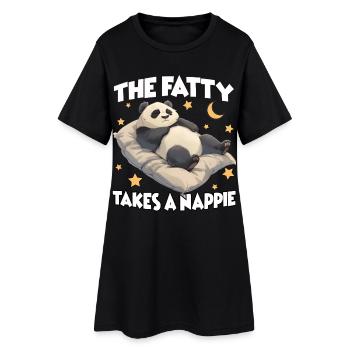 Morning Grouches & Panda Lovers Pajama Nightgown - Women’s T-Shirt Dress - black - Front